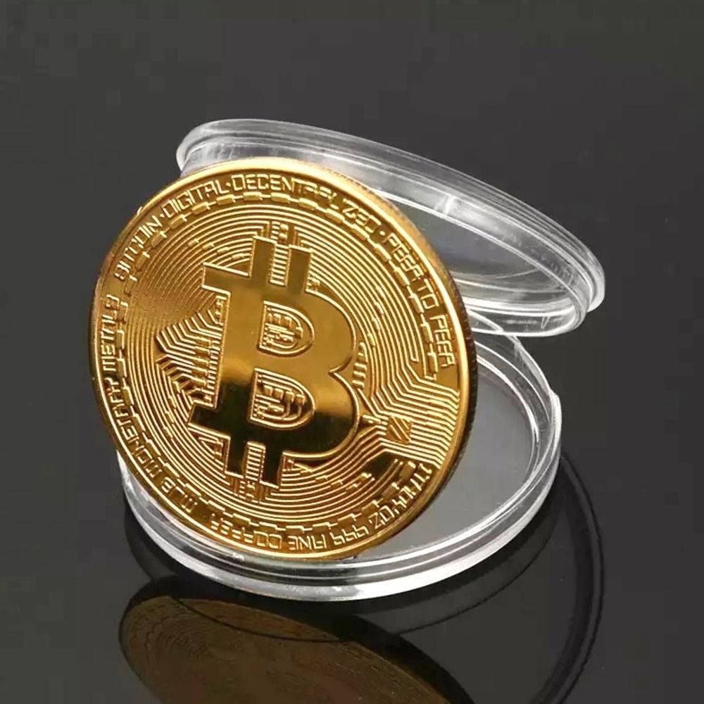 Gold Plated Bitcoin BTC Art Collectible Gift